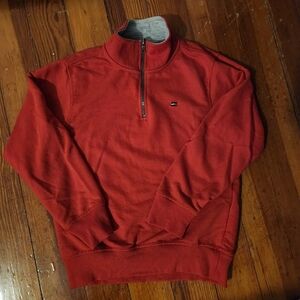 Tommy Hilfiger red boys size 7  3/4 zip pullover.